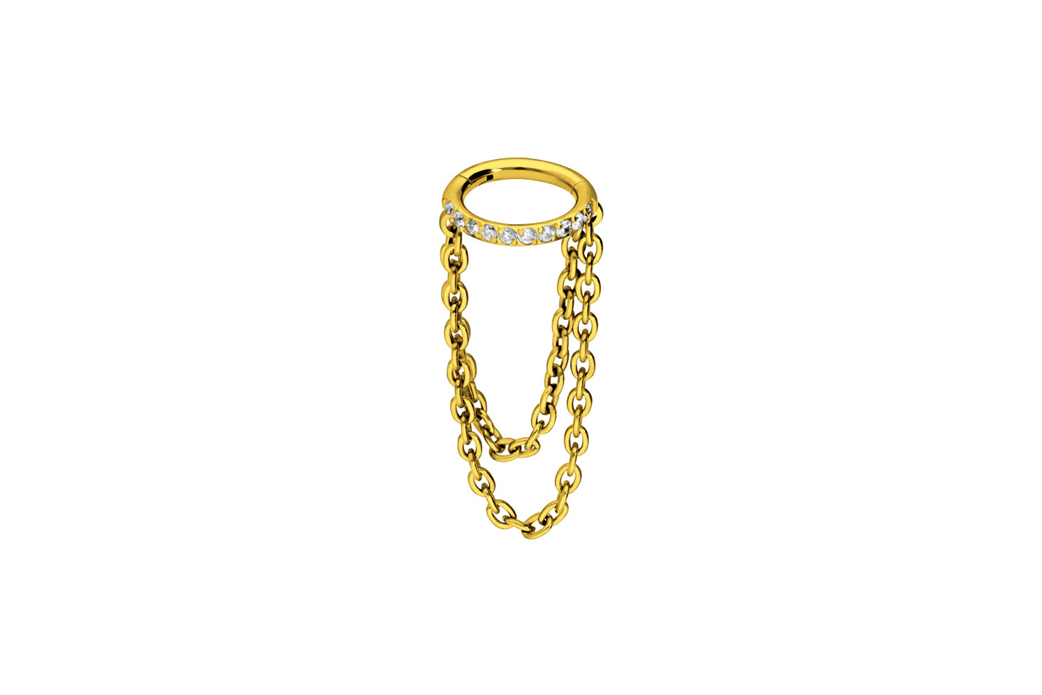 Titan Segmentring Clicker Piercing EINGEFASSTE KRISTALLE + 2 KETTEN